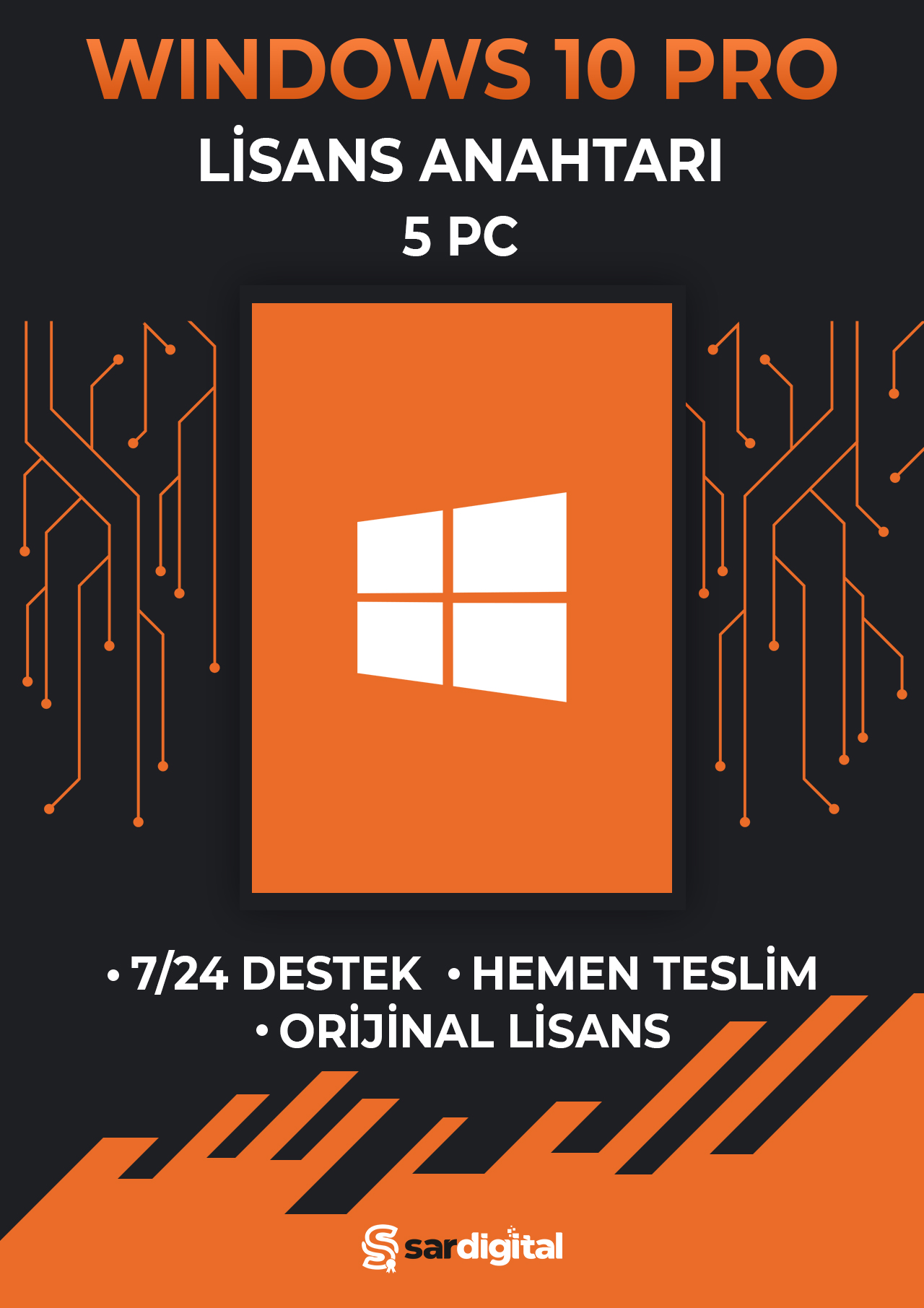 Windows 10 Pro 5 PC Dijital Lisans Anahtarı